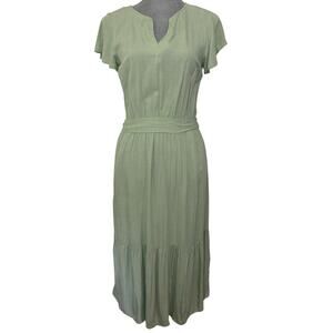 Lucky Brand Green Midi Dress Size Small Cottage Minimal Whimsical Fairy Easter